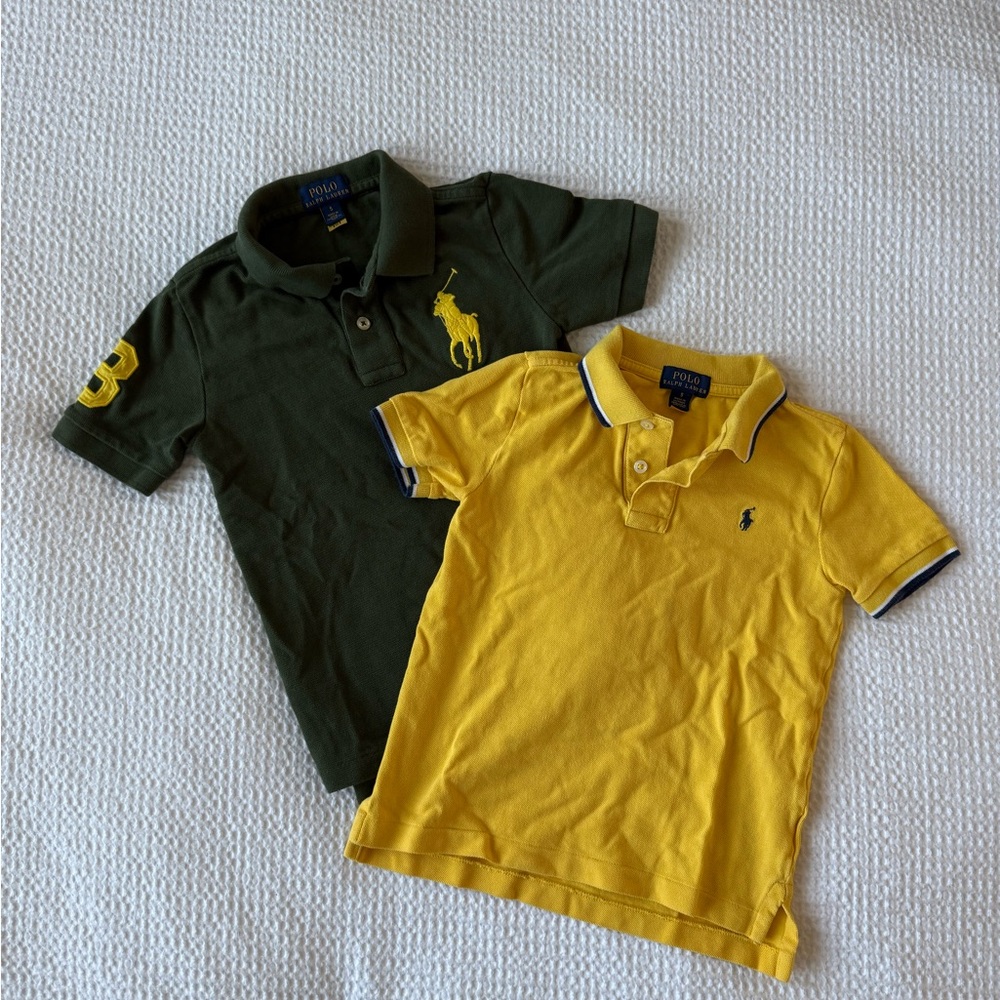 Ralph Lauren Kids Set of 2 Polo Shirts - Dark Green and Bright Yellow
